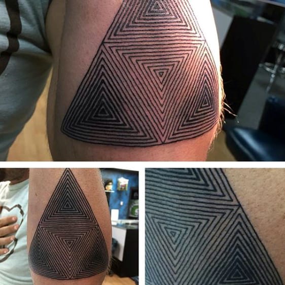 Black Inl Geometric Triangle Pattern On Arms For Men