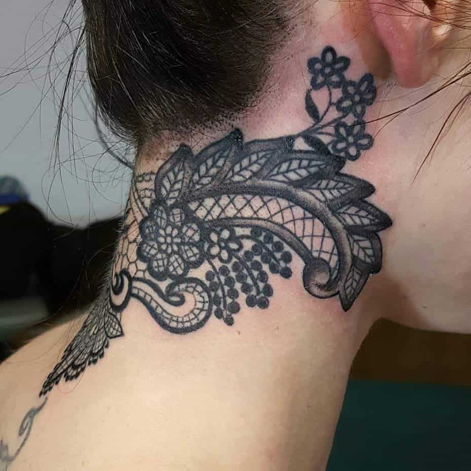 Black Lace Neck Tattoo