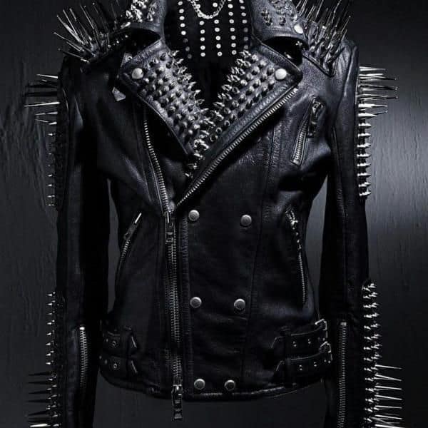Black leather jacket with spikes