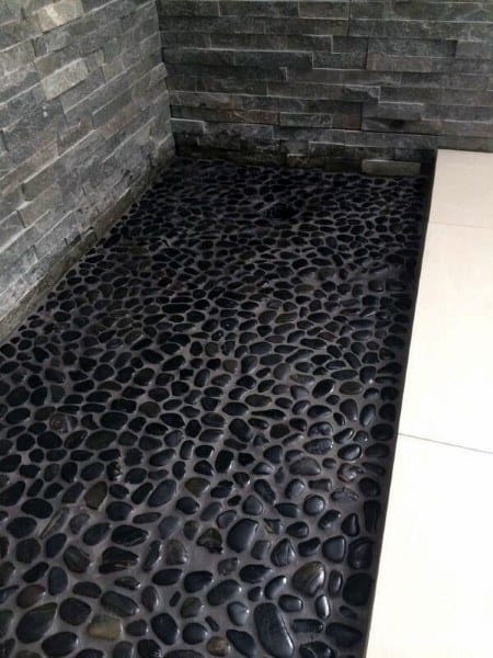 Black Pebble Tile Bathroom Flooring Ideas