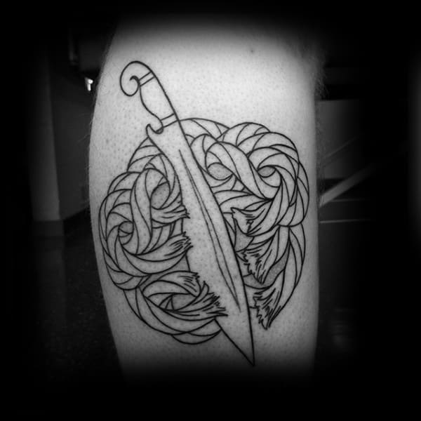 Black Rope And Knife Tattoo Male Design Ideas On Arm