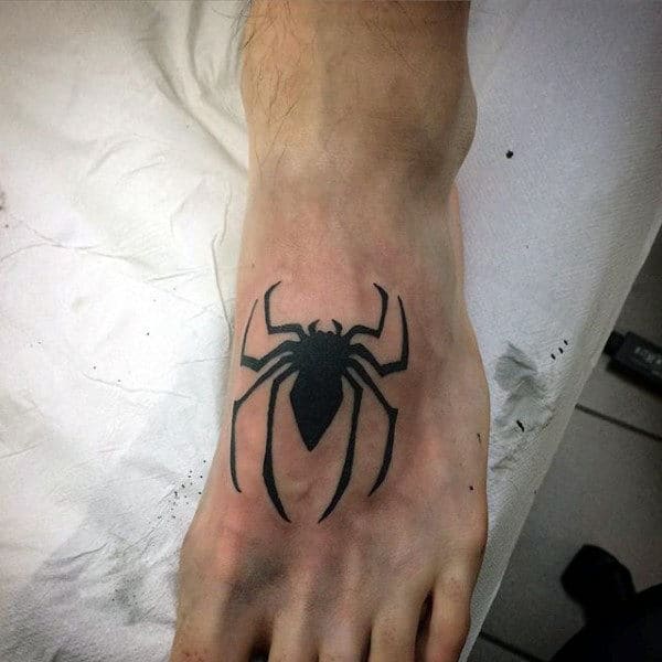 Black Spider Foot Tattoo Male