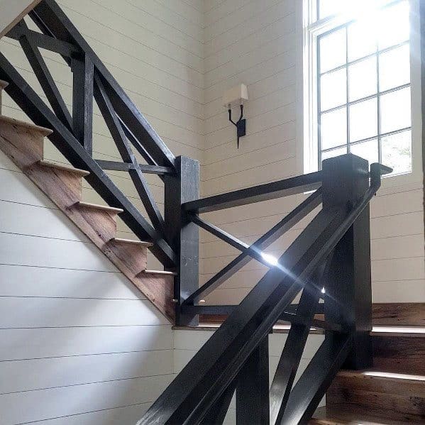 Black Stained Wood Stair Railing Idea Inspiration