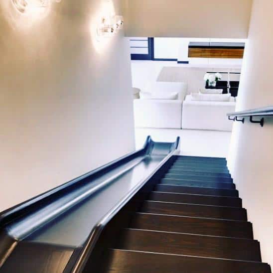 Black Stairs Basement Indoor Slide Ideas