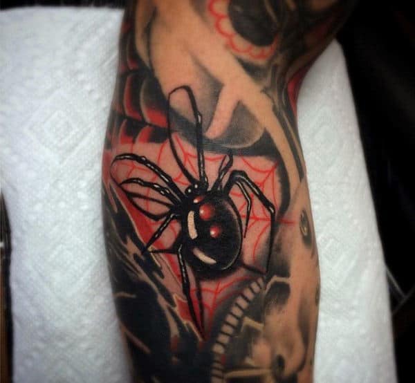 Black Widow Spider Web Mens Arm Tattoos