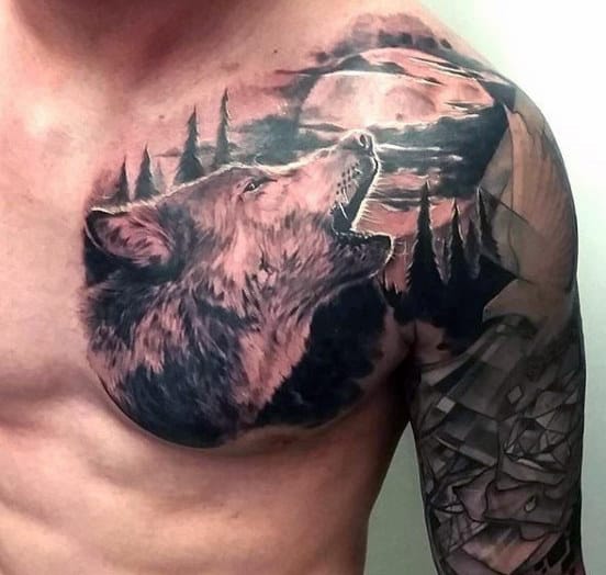 Black Wolf Tattoo For Guys