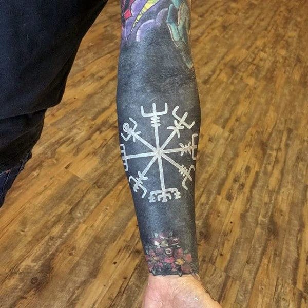 Black Work Celtic White Ink Sleeve Tattoo Forearm