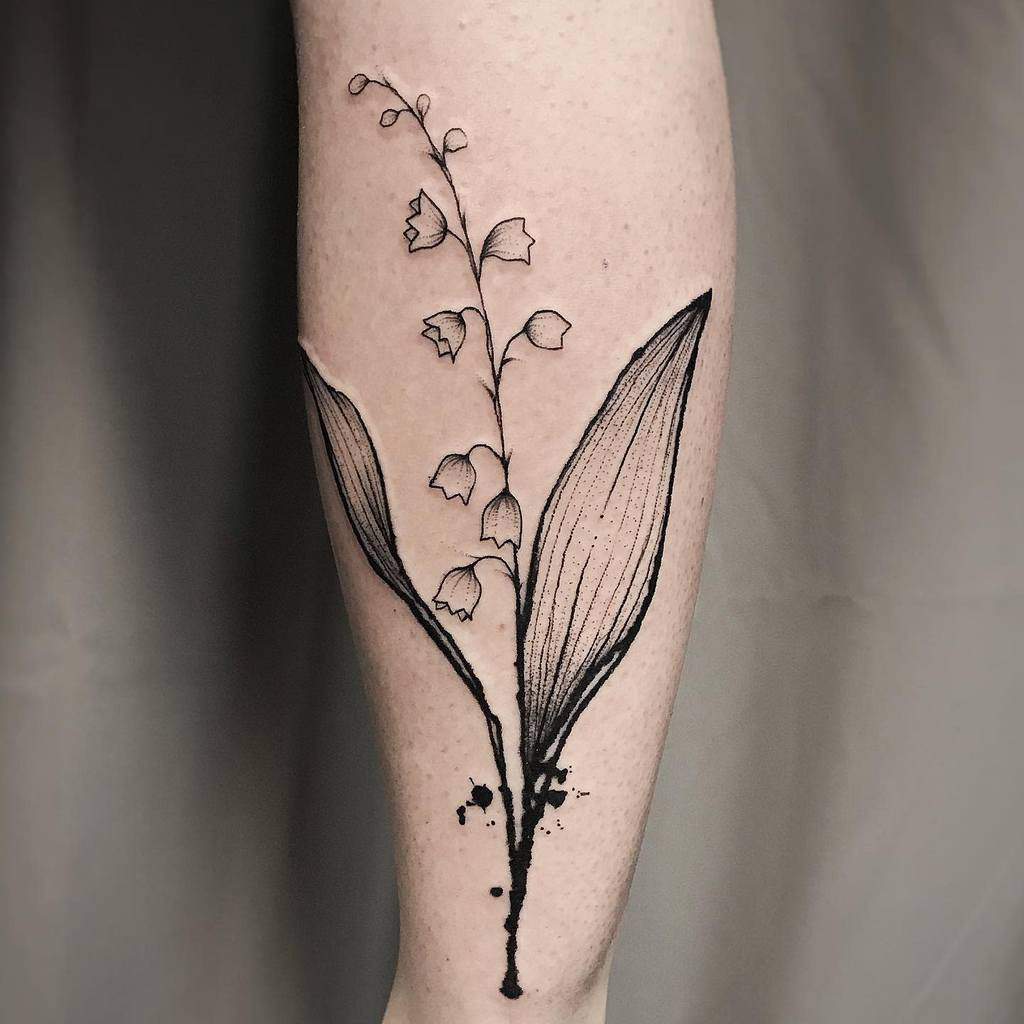 black-work-lily-of-the-valley-tattoo-anicorvus. 