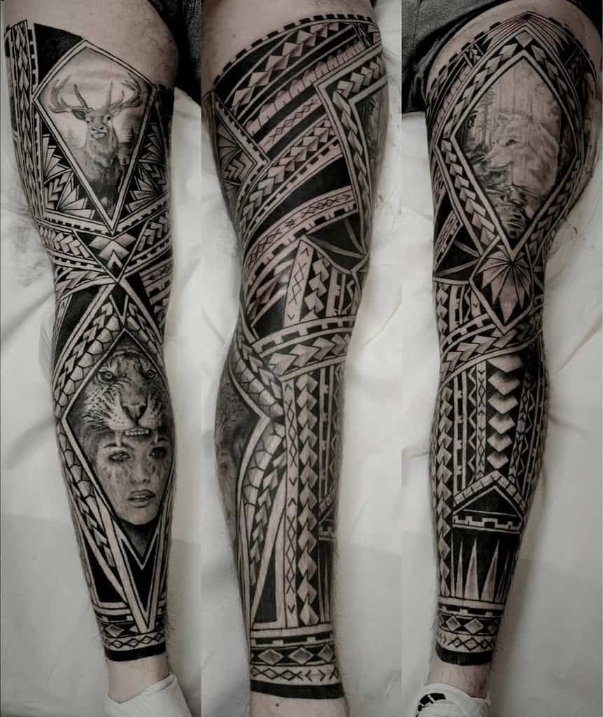 black-work-polynesian-realism-leg-sleeve-tattoo-evonztattoo