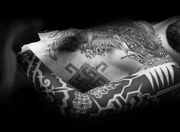 Blackout Sleeve Tattoo Design Ideas For Males