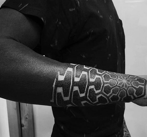 Blackout Sleeve Tattoo Dotwork Star Ideas On Guys