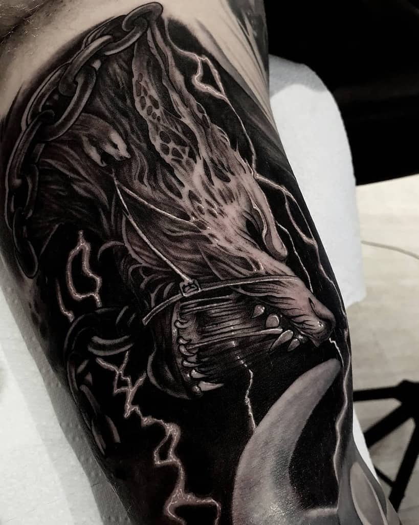 blackwork Norse Wolf Tattoos tombrownstattoos