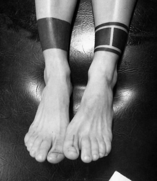 Blackwork Ankle Band Tattoos Male