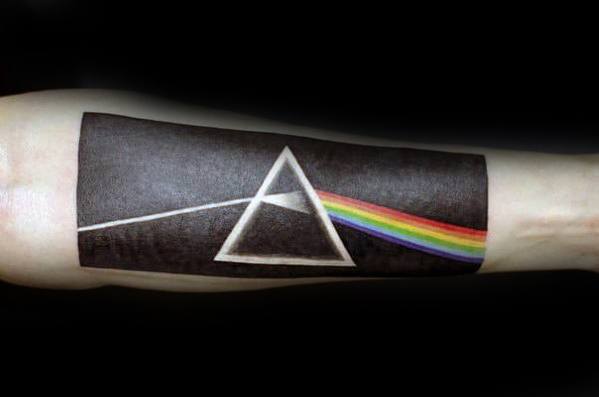 Tattoo uploaded by hoss cruz  Original art animals another brick in  the wall thewall hammer dark side of the moon geometry landscape  red clouds prism rainbow the wall pink floyd wish 