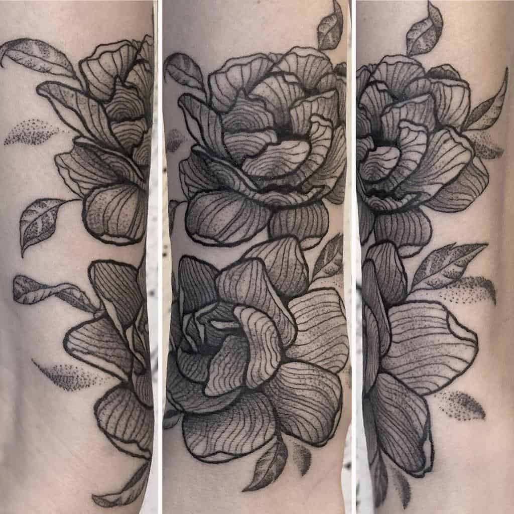 Blackwork Jasmine Flower Tattoos Cologede 2