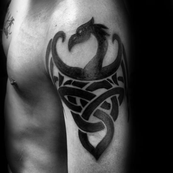 Blackwork Mens Tribal Celtic Dragon Upper Arm Tattoo