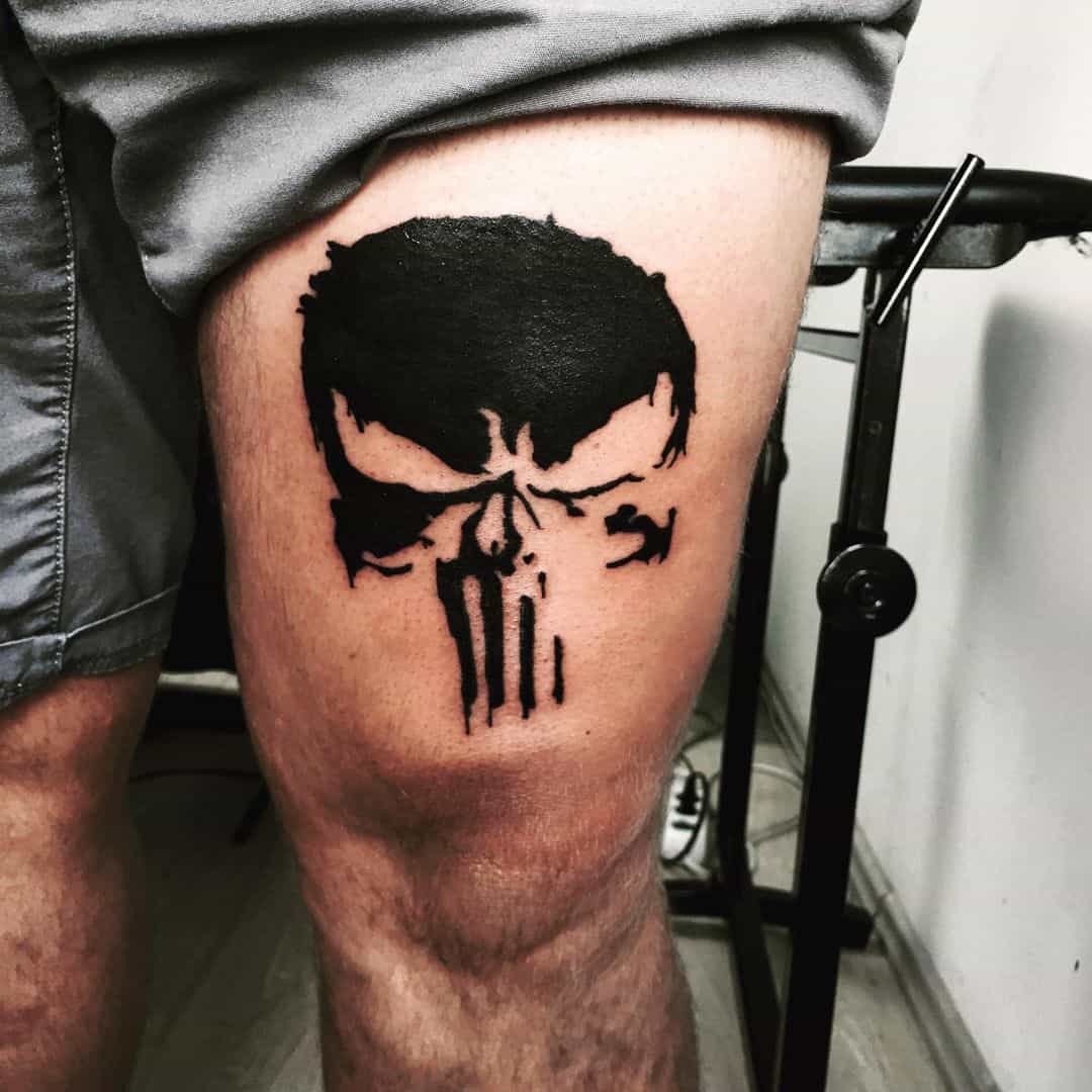 blackwork punisher skull tattoo norbertat2_pinter