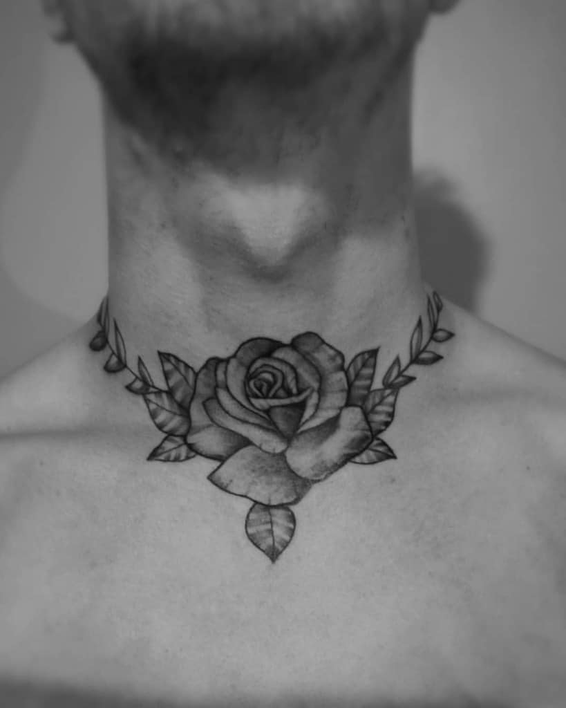 blackwork rose neck tattoos aisa.seni.senen