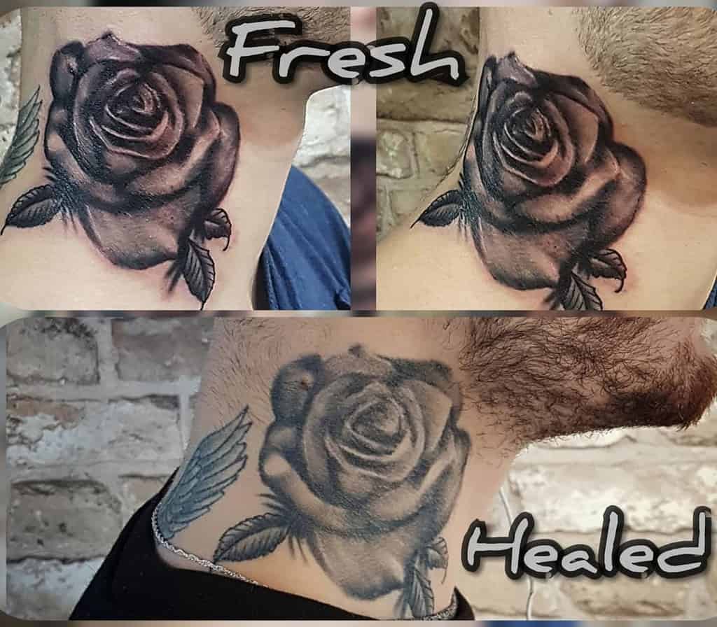 blackwork rose neck tattoos deadluckytattoo