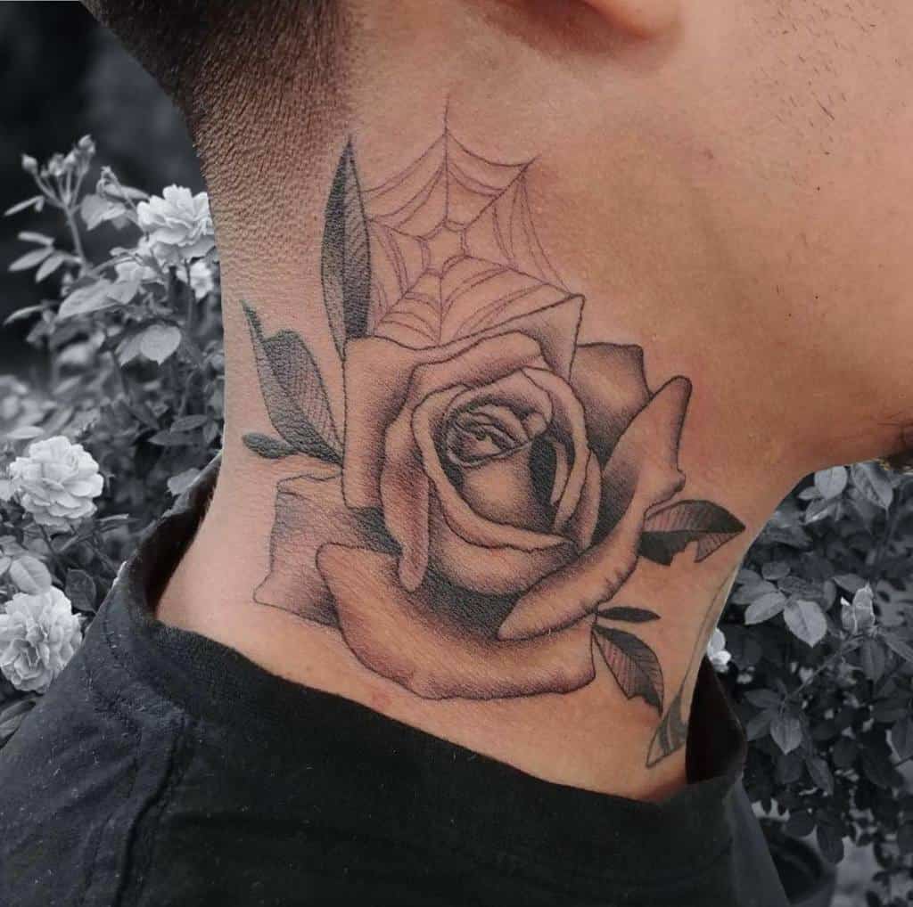 blackwork rose neck tattoos janicetattoos
