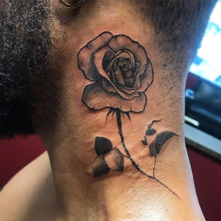 71 Amazing Rose Neck Tattoo Ideas   Blackwork Rose Neck Tattoos Martinnagytattoo 768x768 