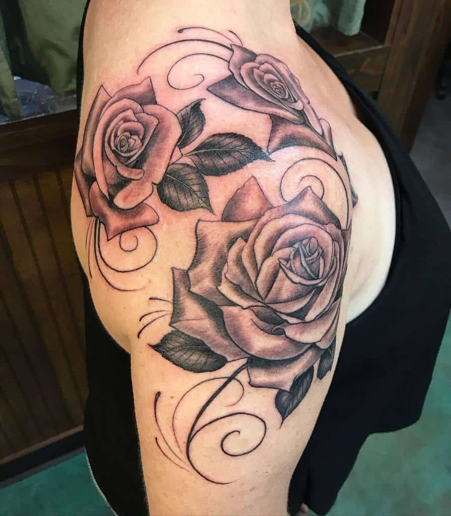 blackwork rose shoulder tattoos ninjatat