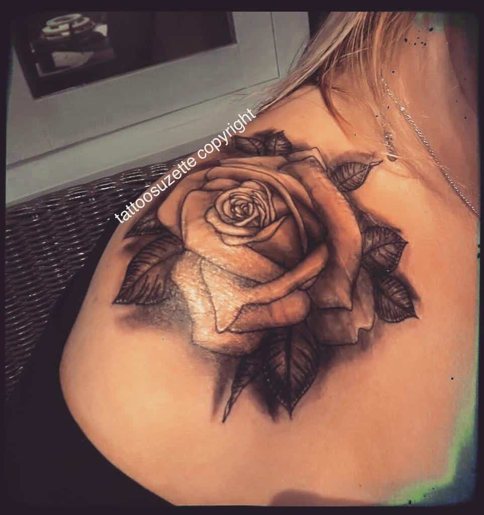 blackwork rose shoulder tattoos tattoosuzette