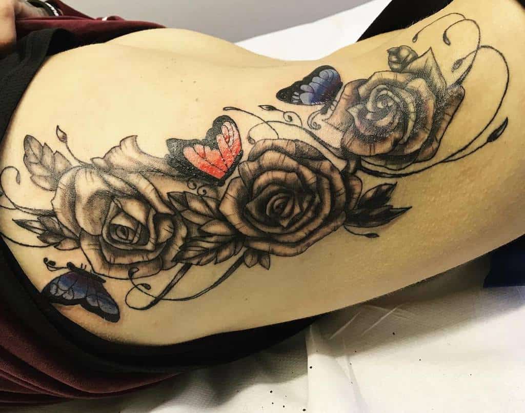 5. Black and White Rose Vine Tattoo - wide 10