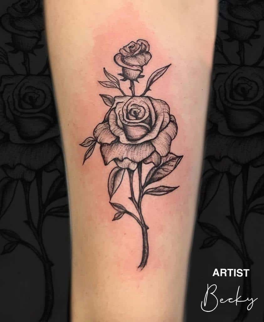 blackwork simple rose tattoos beckyharristattoo