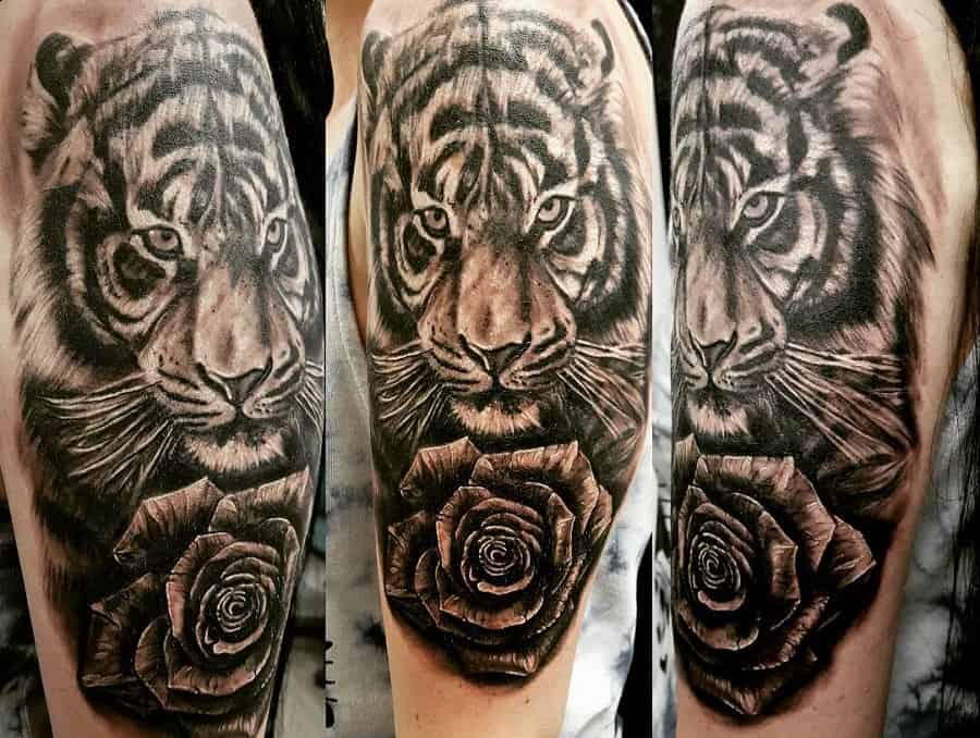 Top 61 Best Tiger Rose Tattoo Ideas – [2022 Inspiration Guide]
