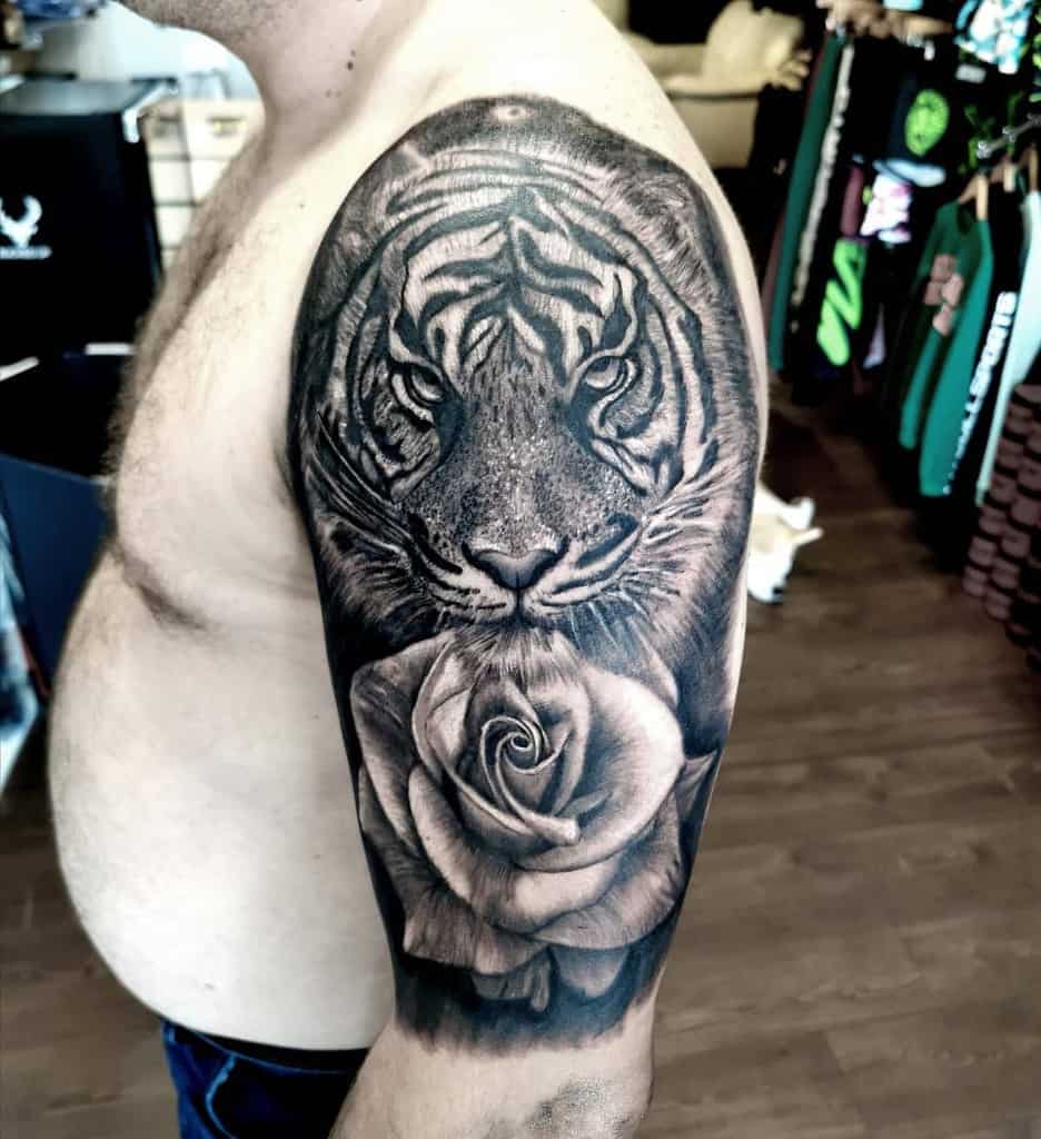 Tiger Rose Tattoo Temporary Tattoo Fake Tattoo  neartattoos