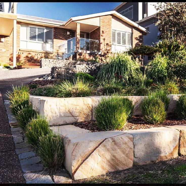 large stone block garden edging