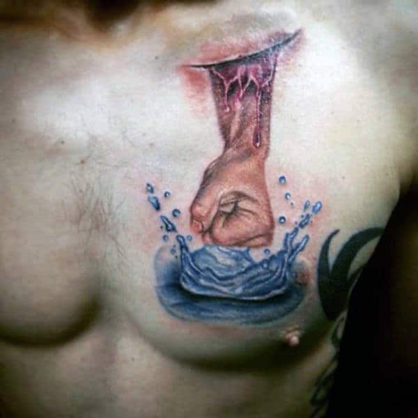 Blood Is Thicker Than Water Father Son Tattoo For Men On Chest