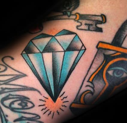 Blue Diamond Traditional Forearm Tattoo On Man