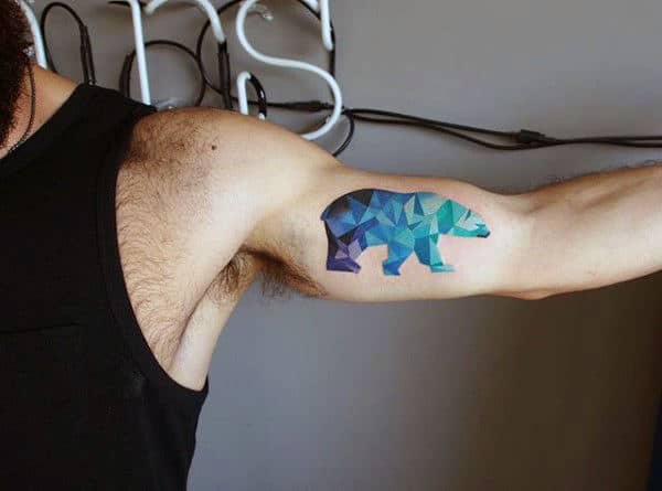 Blue Ice Polar Bear Mens Bicep Tattoos