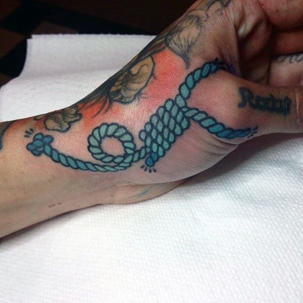 Blue Rope Tattoo Male Hands Ideas