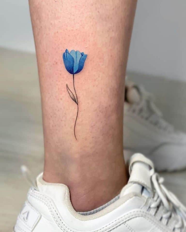 150 Ultimate Flower Tattoo Ideas 2024 Inspiration Guide   Blue Tulip Tattoo 1 768x960 