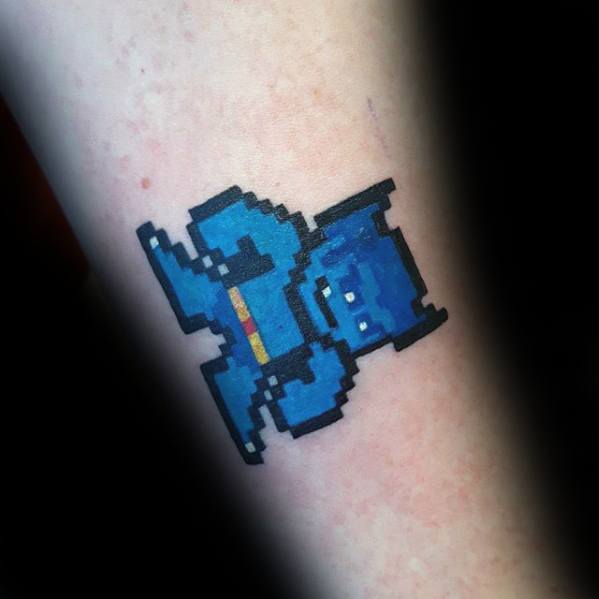 Blue Video Game Character Guys Small 8 Bit Forearm Tattoos