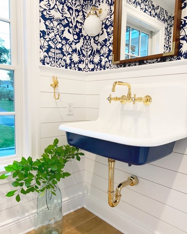 Blue White Farmhouse Bathroom Wainscoting Themeredithproject