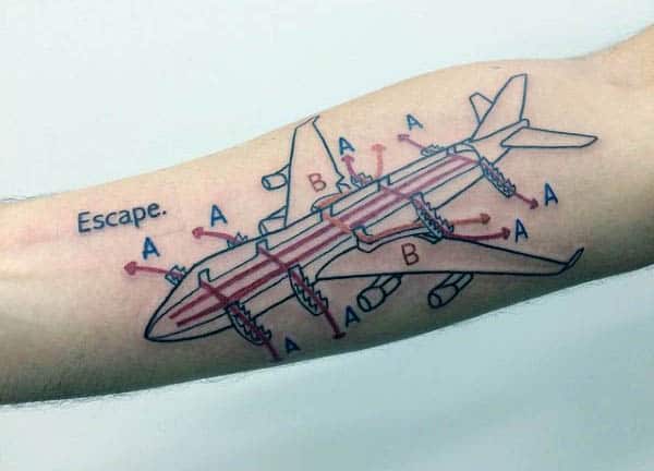 Blueprint Of Plane Tattoo For Men