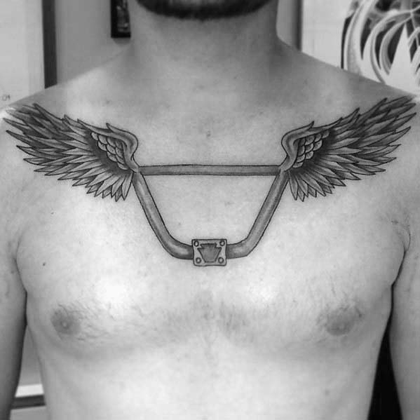 Bmx Handlebars With Angel Wings Cool Upper Chest Tattoos For Men