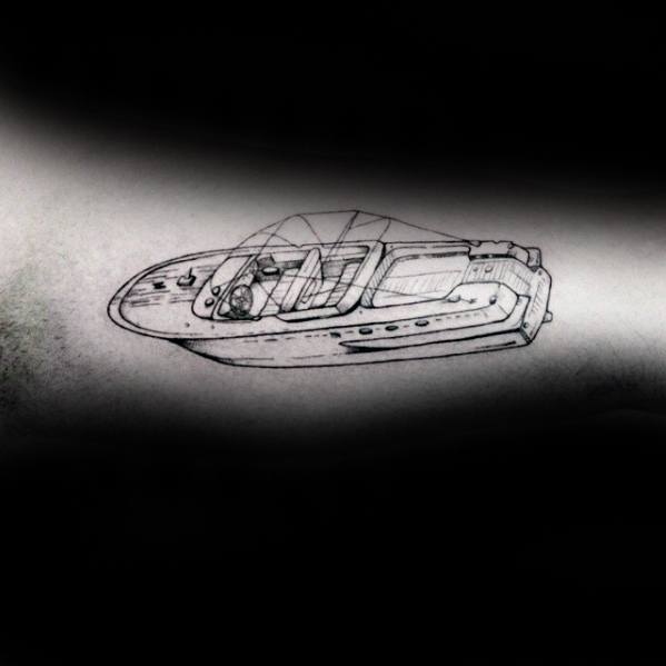 Boat Sketched Outline Coolest Guys Small Inner Arm Bicep Tattoos