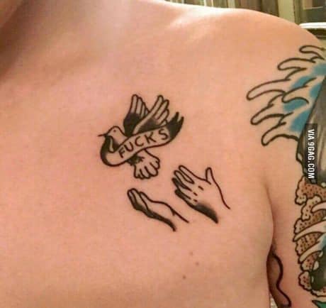 Body Art Bird Love Clever Tattoo