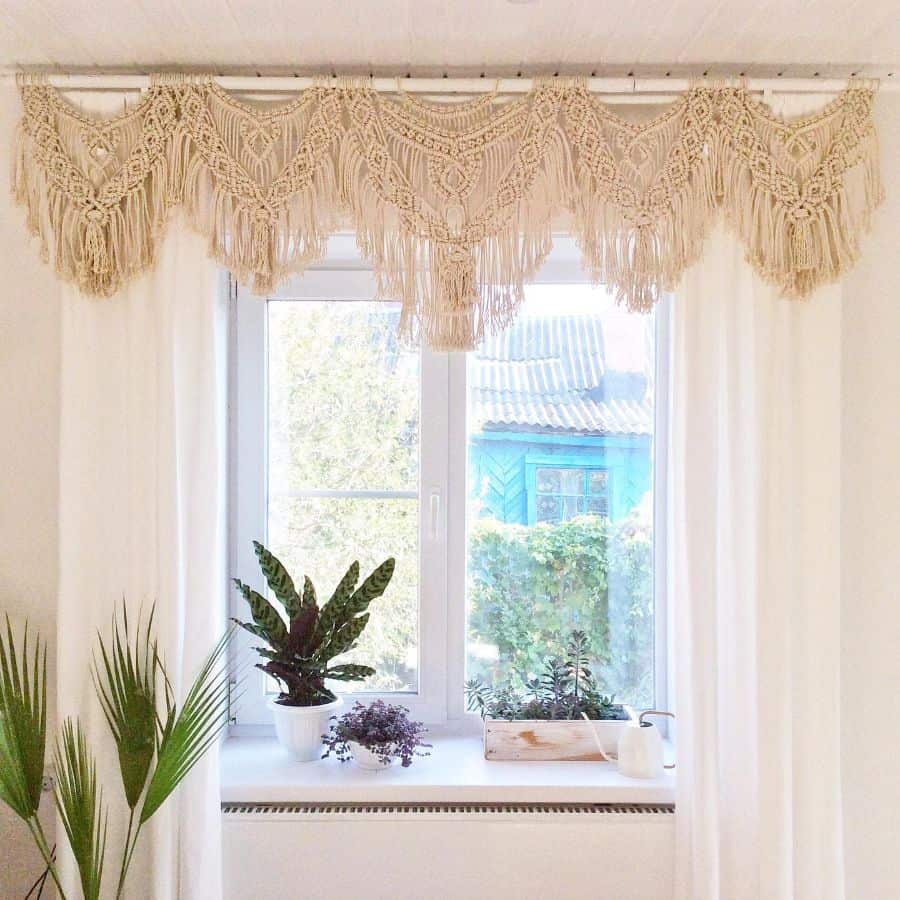bohemian curtain small window plants