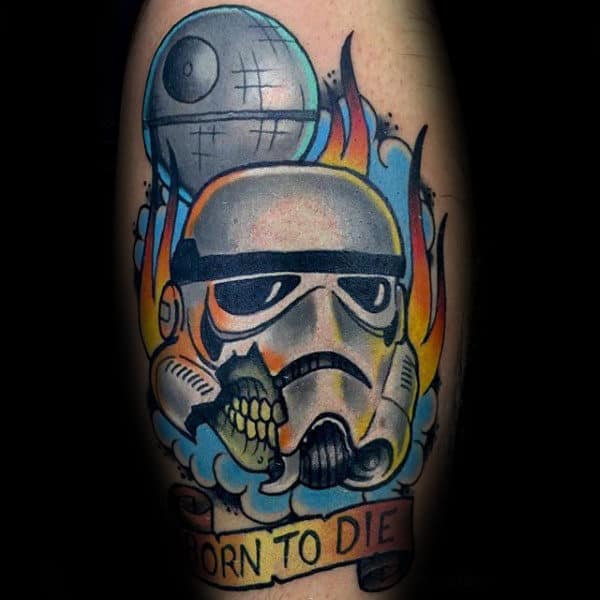 Born To Die Old School Stormtrooper Male Arm Tattoo Ideas