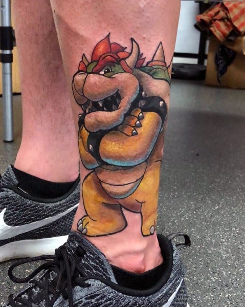 Bowser Tattoos For Men On Side Of Leg
