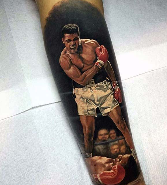 Boxer Badass Mens Forearm Tattoo With Realistic Design