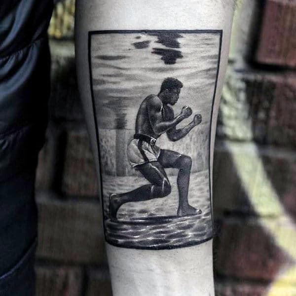 Boxer Under Water Training Inner Forearm Male Tattoo