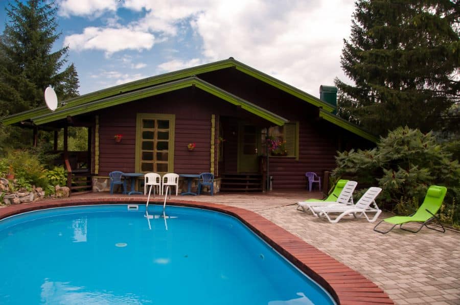 brick and paver patio pool