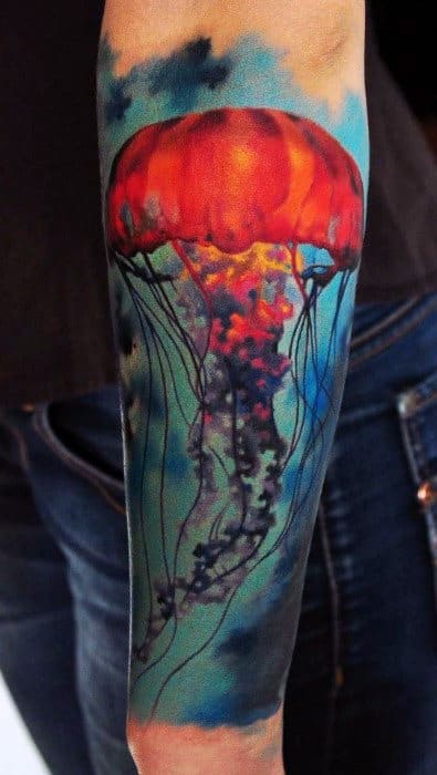 Bright Colored Artistic Realism Tattoo Mens Forearms